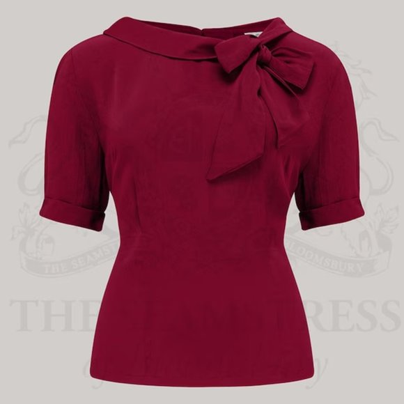 NWT UK 18 XXL US 14 Cindy Blouse in Windsor Wine by The Seamstress of Bloomsbury - Picture 1 of 5